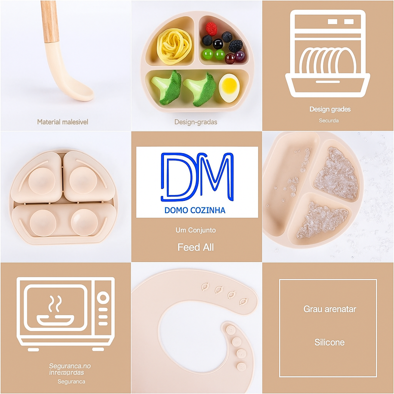 Kit 4 peças de Alimentação Kids: Silicone kiddojoy + eBook de Receitas Divertidas