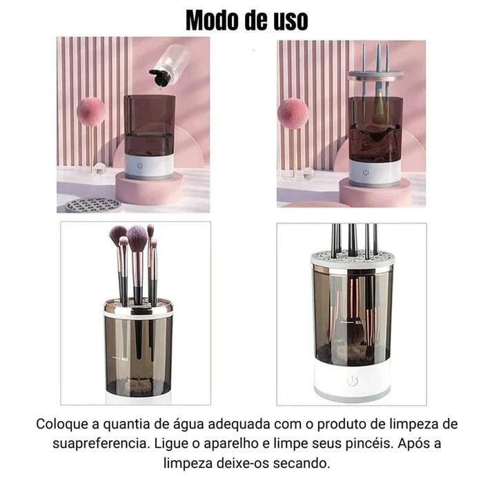 Limpador de Pincéis de Maquilhagem  2 em 1 Inovador USB CLEANBRUSH