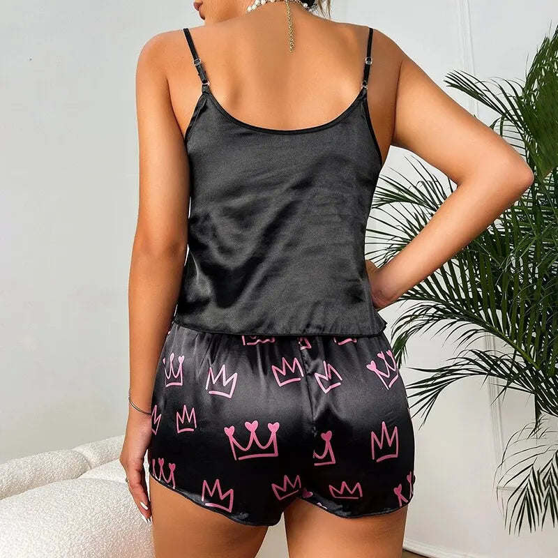 Pajamas femininos de cetim  para verão LumièreChic