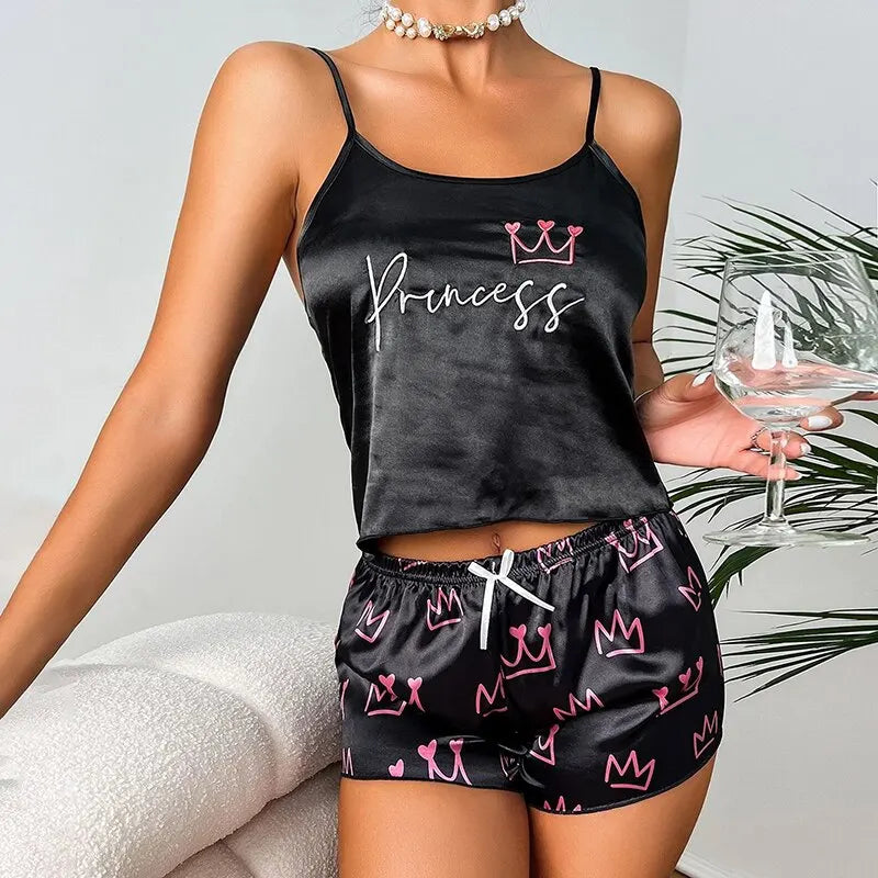 Pajamas femininos de cetim  para verão LumièreChic