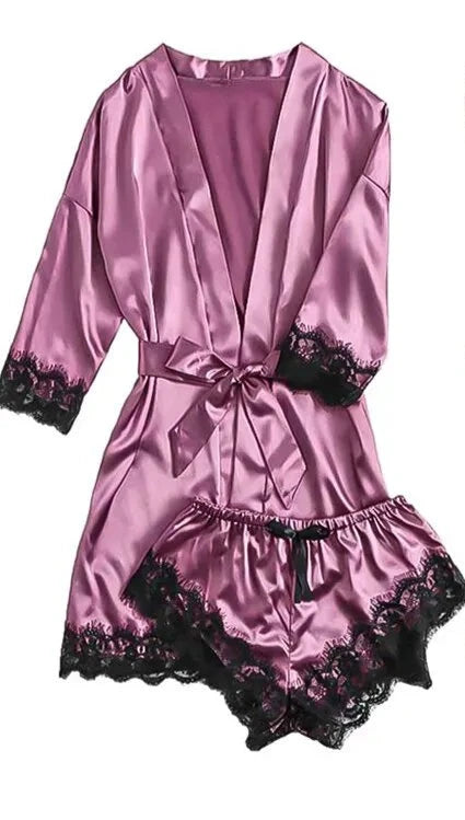 Pijama sexy de verão feminino 4 peças de cetim LumièreChic