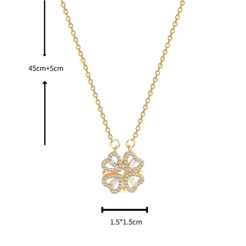 Kit Amor Eterno Colar Trevo de Coração + Caixa com 6 Rosas dia das mãe