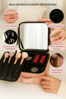 Kit Maleta Maquiagem Com Espelho e Luz Led Usb Profissional MakeUp